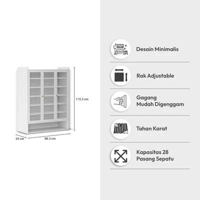 Gambar Informa August Kabinet Sepatu 3 Pintu - Putih
