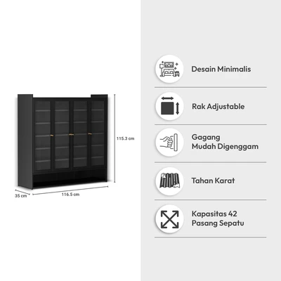 Gambar Informa August Kabinet Sepatu 4 Pintu - Hitam