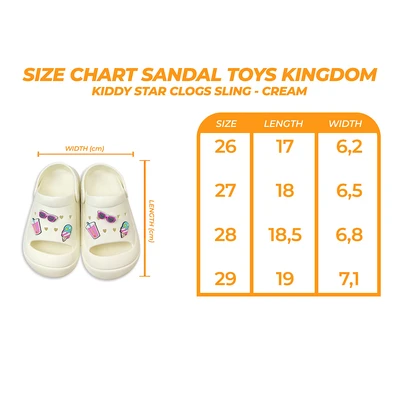 Gambar Kiddy Star Ukuran 26 Sandal Anak Clogs Sling - Krem