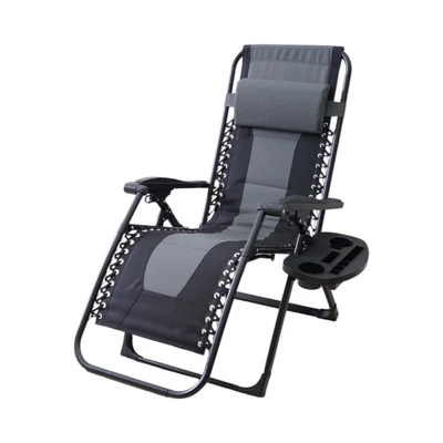 Gambar Soleil Kursi Recliner Lipat Zero Gravity Padded Oxford - Hitam