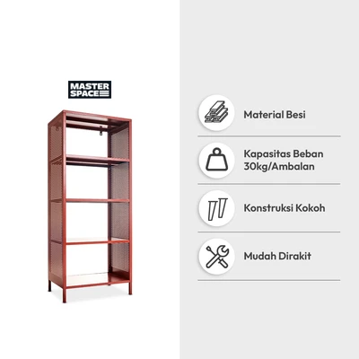 Gambar Masterspace Mira Rak Besi 5 Tingkat 60x40x145 cm - Merah Terracotta