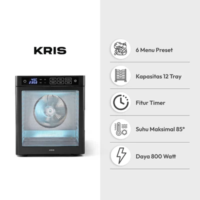 Gambar Kris Mesin Dehydrator Pengering Makanan 12 Layer 800 Watt - Hitam/Silver