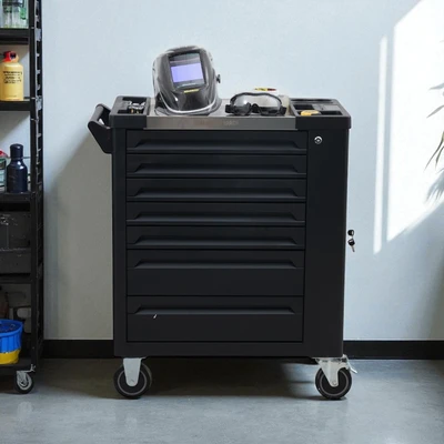 Gambar Masterspace Troli Kabinet Perkakas Dengan 7 Laci Side Door - Hitam