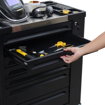 Gambar Masterspace Troli Kabinet Perkakas Dengan 7 Laci Side Door - Hitam
