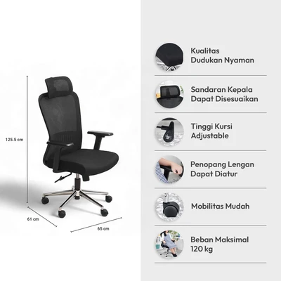 Gambar Informa G Santos Kursi Kantor Sandaran Tinggi - Hitam