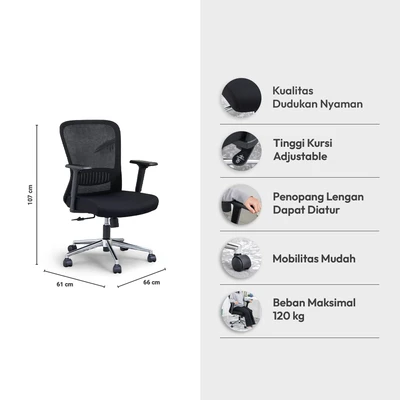 Gambar Informa G Santos Kursi Kantor Sandaran Rendah - Hitam