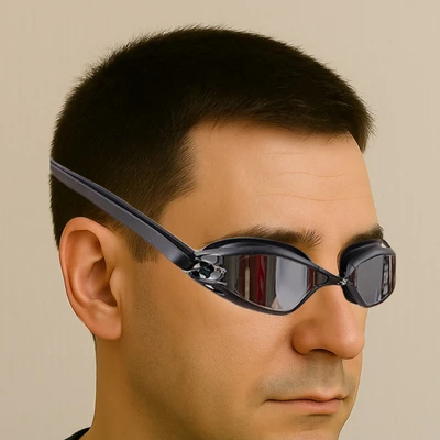 Gambar Eyeline Black Venom Kacamata Renang Mirror - Hitam/Silver