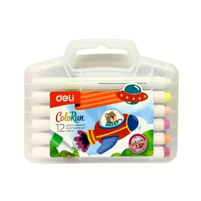 Gambar Deli Set 12 Pcs Spidol Acrylic - Mix
