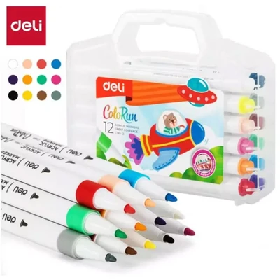 Gambar Deli Set 12 Pcs Spidol Acrylic - Mix