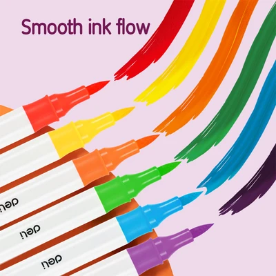 Gambar Deli Set 12 Pcs Spidol Acrylic Dengan Brush - Mix