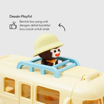 Gambar Picas Botol Minum Anak Plastik Dengan Sedotan & Strap Monk Bus 500 ml - Kuning