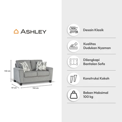 Gambar Ashley Leeshan Sofa Fabric 2 Seater - Abu-Abu