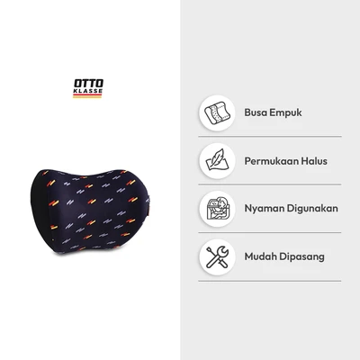 Gambar Otto Klasse Bantal Leher Kursi Mobil Tartan Classic Strip - Hitam