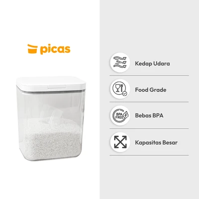 Gambar Picas Tempat Beras Plastik 6.2 Liter Transparan