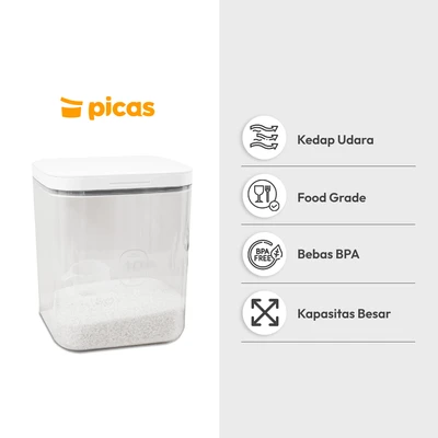 Gambar Picas Tempat Beras Plastik 12.5 Liter Transparan