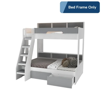 Darren Bunkbed Anak Dengan Tempat Penyimpanan - Putih