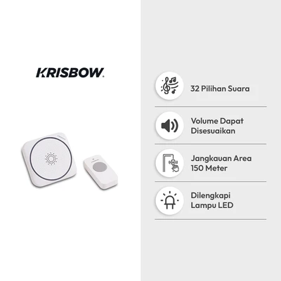 Gambar Krisbow Bel Pintu Nirkabel One Plug 617P Rgb - Putih