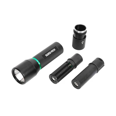 Gambar Swiss Tech Senter Rechargeable 400 Lumen ST031601 - Hitam/Hijau