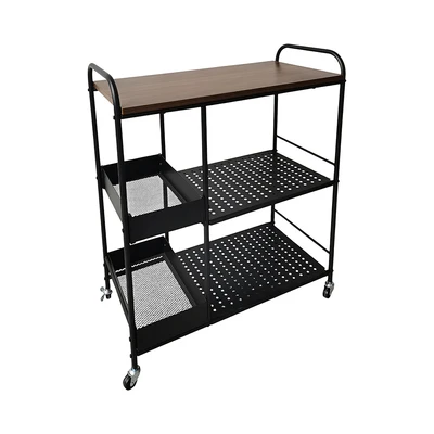 Gambar Selma Nilo Rak Troli Dapur 3 Tingkat - Hitam Walnut