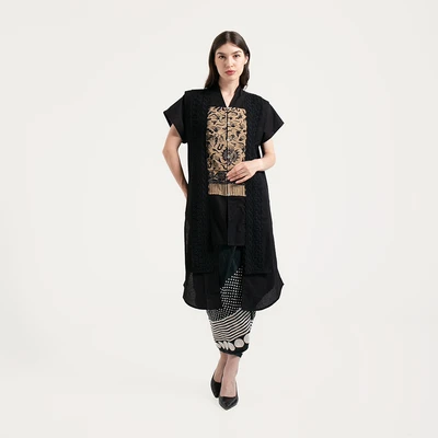 Gambar Gitaratna Ukuran M/L Blus Lengan Pendek Jiva Tunik - Hitam