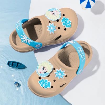 Gambar Ataru Ukuran 33 Sandal Anak Clogs Frozen - Peach/Biru