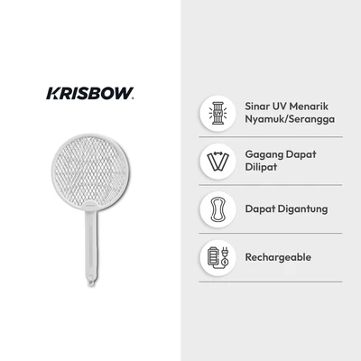 Gambar Krisbow Raket Nyamuk Foldable Rechargeable - Putih