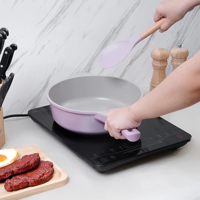 Gambar Cooking Color Set Zena Wajan Penggorengan Aluminium 24 cm - Pink
