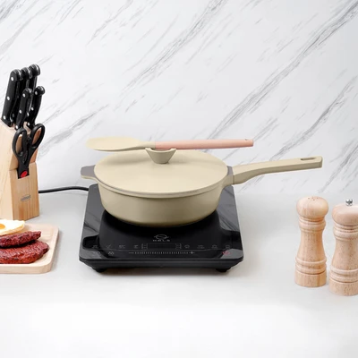 Gambar Cooking Color Set Zena Wajan Penggorengan Aluminium 24 cm - Krem