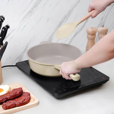Gambar Cooking Color Set Zena Wajan Penggorengan Aluminium 24 cm - Krem