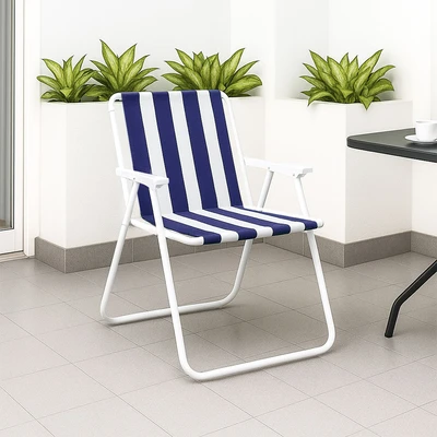 Gambar Soleil Spring Kursi Teras Stripe - Biru