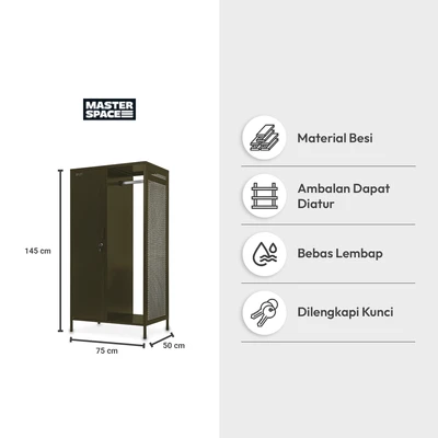 Gambar Masterspace Mira Lemari Pakaian Dengan Gantungan Hanger 75x50x145 cm - Hijau
