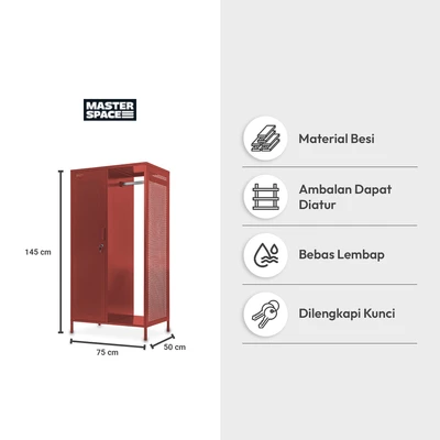 Gambar Masterspace Mira Lemari Pakaian Dengan Gantungan Hanger 75x50x145 cm - Merah Terracotta