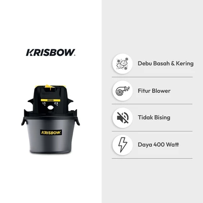 Gambar Krisbow Vacuum Cleaner Wet & Dry 6 Liter 400 Watt - Hitam