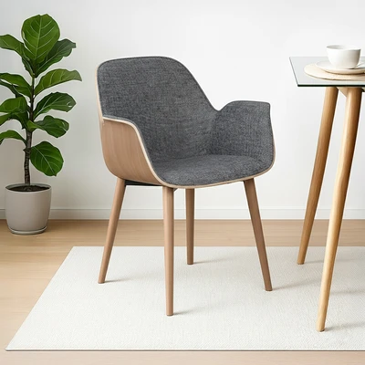 Gambar Informa Sawara Kursi Berlengan Dengan Cushion Fabric - Abu-Abu