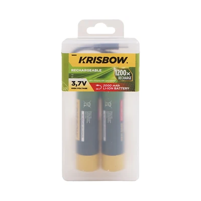 Gambar Krisbow Baterai Rechargeable USB-C 18650 3.7V Set 2 pcs - Hijau