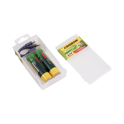 Gambar Krisbow Baterai Rechargeable USB-C 18650 3.7V Set 2 pcs - Hijau