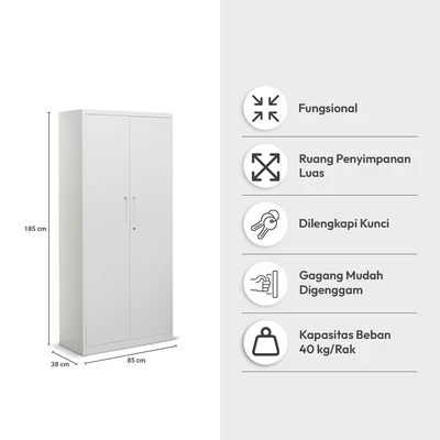 Gambar Informa Gavin Kabinet Kantor 2 Pintu Ayun Metal High - Putih