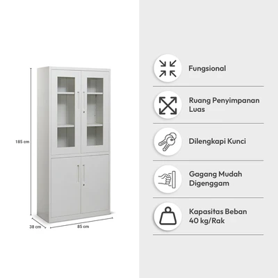 Gambar Informa Gavin Kabinet Kantor 4 Pintu Ayun Metal Half - Putih