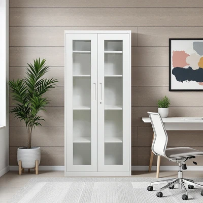 Gambar Informa Gavin Kabinet Kantor 2 Pintu Kaca Ayun Metal High - Putih