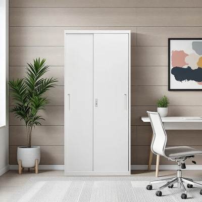 Gambar Informa Gavin Kabinet Kantor 2 Pintu Geser Metal High - Putih