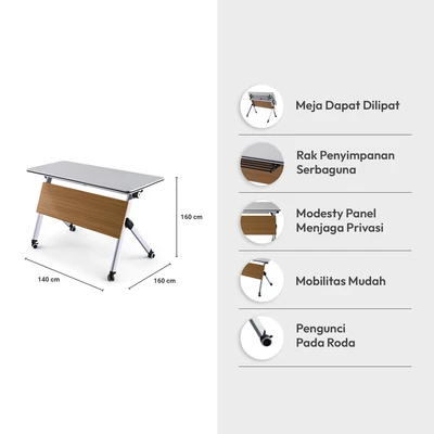 Gambar Informa Yori Lite Meja Training 1450 - Putih/Cokelat Oak