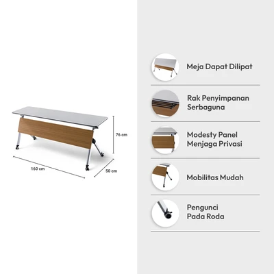 Gambar Informa Yori Lite Meja Training 1650 - Putih/Cokelat Oak