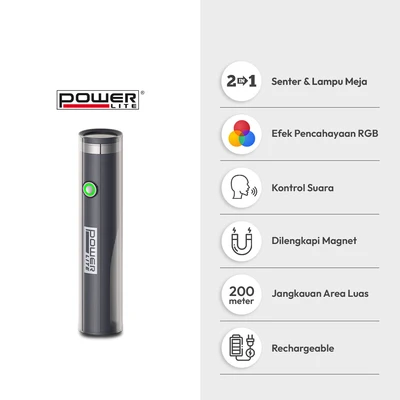 Gambar Powerlite Lampu Senter RGB Dengan Voice Control 3 Watt 400 Lumen - Hitam