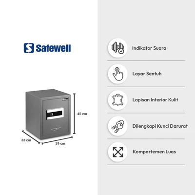 Gambar Safewell Burglary Brankas Besi Layar Sentuh 39x33x45 cm BS4403E - Hitam