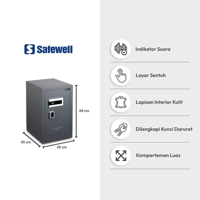 Gambar Safewell Burglary Brankas Besi Layar Sentuh 45x45x68 cm BS4405E - Hitam