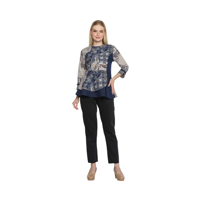 Gambar Aksa Ukuran S Blus Wanita Willa - Abu-Abu/Biru Navy