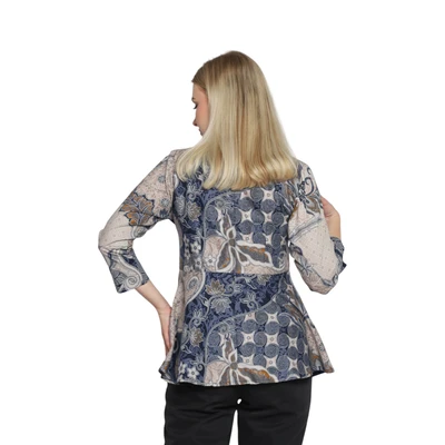 Gambar Aksa Ukuran L Blus Wanita Willa - Abu-Abu/Biru Navy