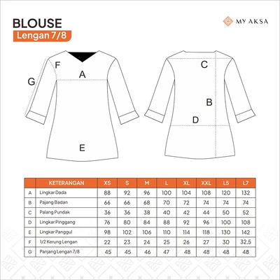 Gambar Aksa Ukuran XXL Blus Wanita Willa - Abu-Abu/Biru Navy