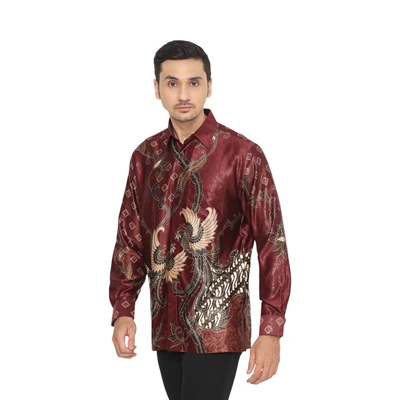 Gambar Aksa Ukuran M Kemeja Batik Pria Lengan Panjang Hadinata Semsut Robin