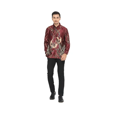 Gambar Aksa Ukuran L Kemeja Batik Pria Lengan Panjang Hadinata Semsut Robin